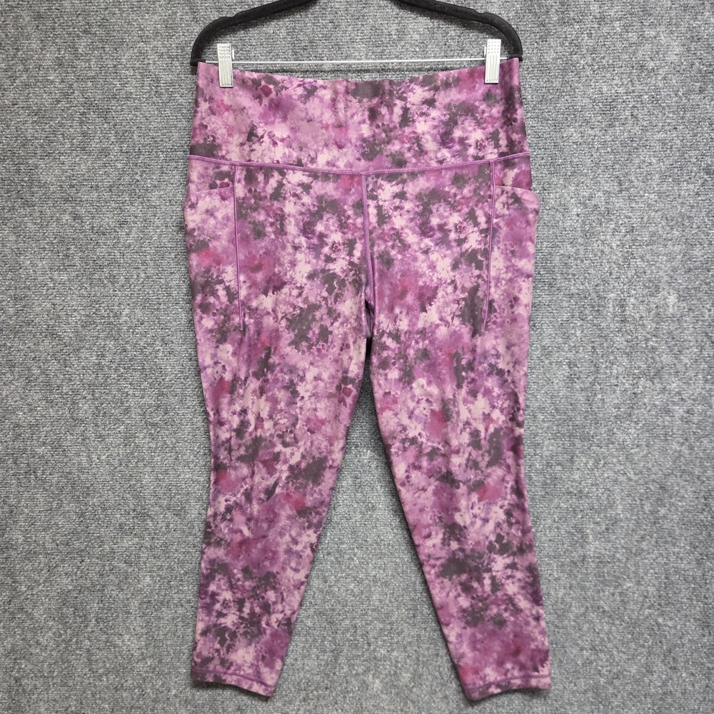 Athleta Leggings Womens XL Purple Salutation Stash Pocket II 7/8 Tight Athletic